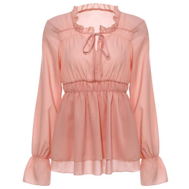 Vintage Ruffle Chiffon Blouses For Women 2017 Ladies Summer Tops Femme Long Sleeve Office Shirts Peplum Tunic Female Blusas