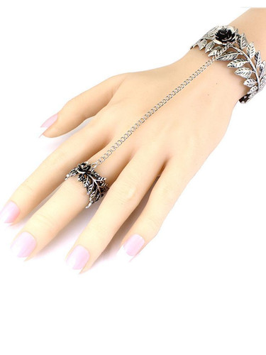 Vintage Rose Leaf With Ring Tassels Bracelet Accessories