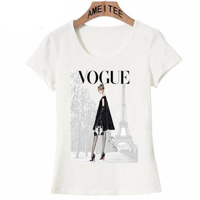 Vintage Paris winter street fashion girl T-Shirt Summer cute women t-shirt novelty casual ladies Tops hipster cool lady Tees