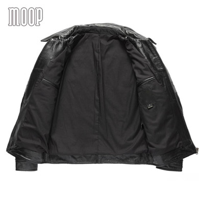 Vintage men black genuine leather coats cow leather motorcycle jackets stripe spliced manteau homme veste cuir homme LT1230