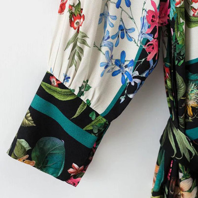Vintage Leaves Flower Print With Sashes Kimono Shirt Women 2018 New Fashion Bandage Cardigan Blouse Casual Tops Femme Blusas