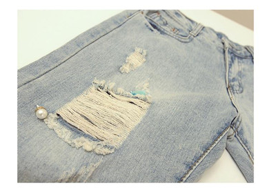Vintage Handwork Beading Loose Denim Jeans Ripped Jeans For Women Pearl Loose Pants Pantalones Vaqueros Mujer Hole Harem Pants