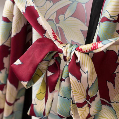 Vintage Flower Printed With Sashes Long Kimono Shirt Women 2018 New Fashion Bandage Cardigan Patchwork Casual Blouse Femme Blusa