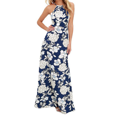 Vintage Floral Print Summer Long Maxi Dress Off Shoulder Sexy Women Causal Dress Plus Size Beach Party Dresses Vestidos