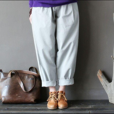 High Quality Pants 2017 Women Corduroy Pants Vintage Spring Autumn Casual Thicken Warm Elastic Waist Loose Cotton Pleated Trouse