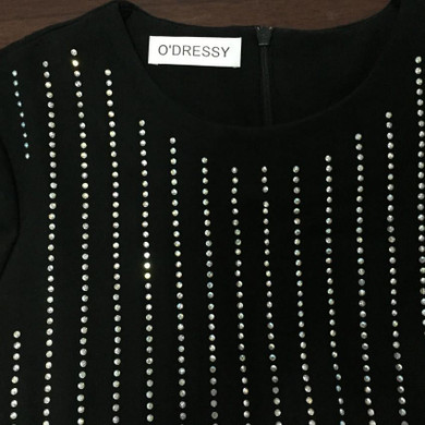 HIGH QUALITY Newest Fashion 2016 Runway Dress Women's Long Sleeve Luxury Diamonds Beading Stretch Bodycon Dress Size S-XXL