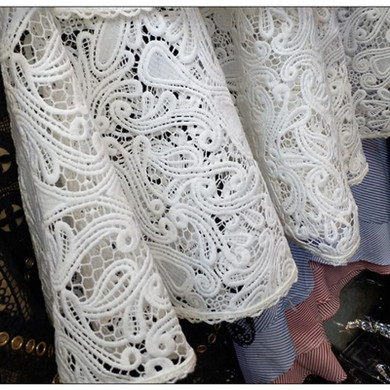 HIGH QUALITY New Fashion 2018 Designer Runway Dress Women's Flare Sleeve Cascading Ruffles Lace Dress