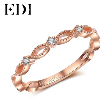 EDI Ring Romantic Love 18K Rose Gold Anniversary Bands Real Natural Diamond Ring For Women Female Genuine Fine Jewelry Gifts