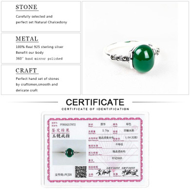 EDI 4 Color 1.2ct Garnet Natural Chalcedony Rings 925 Sterling Silver For Women Sterling-silver-jewelry Best Fine Jewelry Gift