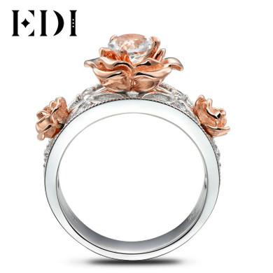 EDI 6mm Natural Topaz 925 Sterling Silver Jewelry Gemstone Ring For Women Rose Flower Bands Sterling-silver-jewelry