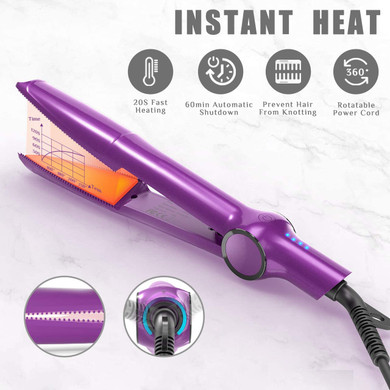 Laintene Hair Straighteners, 2 in 1 Hair Straightener and Curling Iron with Dual Voltages and Adjustable Temperature