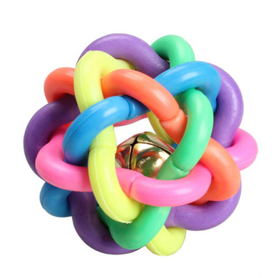 Dog's Toys Pet Dog Cat Toy Colorful Rubber Round Ball with Small Bell Toy For Dog