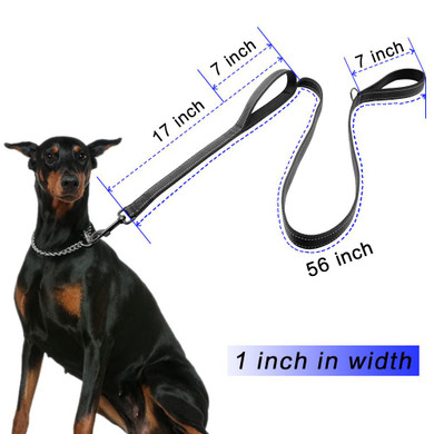 Dog Leash 2 Handles Black Nylon Padded Double Handle Leash For Greater Control Safety Training Protect Dog in Traffic