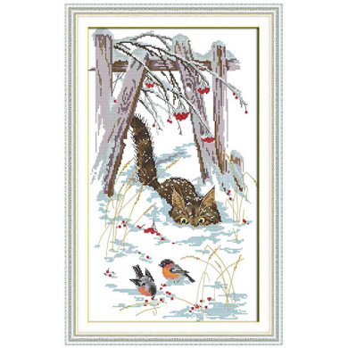 Snow kitten patterns counted Cross Stitch 11CT 14CT Cross Stitch Set Wholesale DIY Cross-stitch Kit Embroidery Needlework
