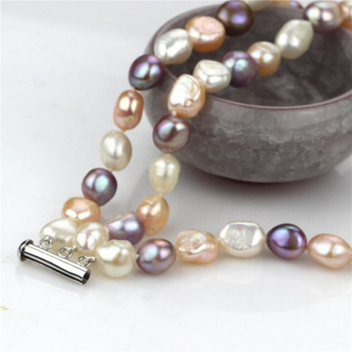 SNH 7.8inches 10mm AA baroque single pearl bracelet, natural pearl bracelet, bridal pearl bracelet