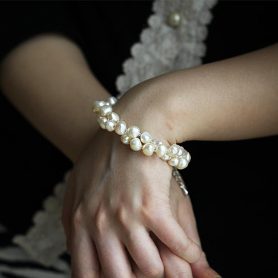 SNH 2015 Real Pearl Bracelet Baroque Natural Freshwater Pearl Bracelet for Woman