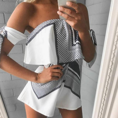 Jumpsuits 2017 Bodysuit Body Shorts Overalls For Women Playsuit Off Shoulder Print Rompers Womens Jumpsuit Women's Suit Female