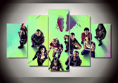(No Frame)5 Panels Canvas Oil Painting Wall Art Paint Children's Room Decor Suicide Squad Poster Prints On Canvas Modern Picture