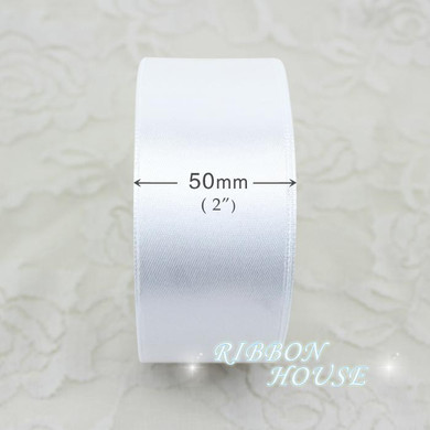 (25 yards/roll) 2'' 50mm White Single face satin ribbon webbing decoration gift Christmas ribbons