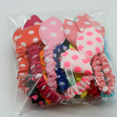 #AD17027 12Pcs/lot Cute Bunny Rubber Bands Girls Flower Hair Clip Headbands Rabbit Ears Dot Headwear Elastic Hair Band Hair Rope