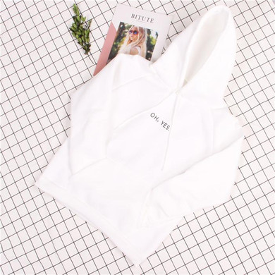 "OH YES" Letter Hoodies Women Harajuku Fleece Autumn Winter Long Sleeve Sweatshirt Women Sweat femme Tracksuit sudadera mujer