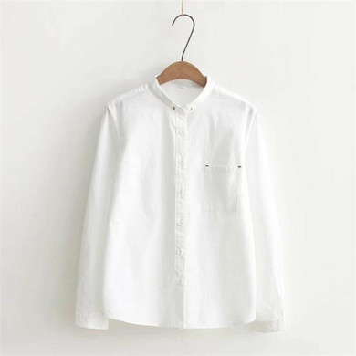 GOPLUS 2018 White Blouse Women Shirt Cotton Tops Sweets Stand Collar Stand Collar Long Sleeves Blusas Femininas C4270