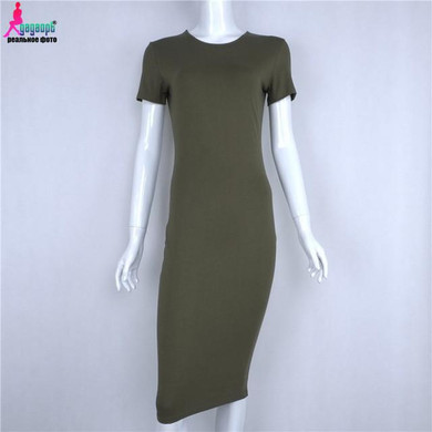 Goodbuy 2017 Women Summer Dress Sexy Bodycon Office Dress Solid Skinny Knee-Length Cotton Sexy Party Dress Women Vestidos Robes