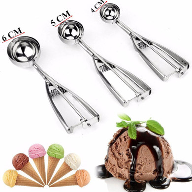Good Quality 1 PCS Stainless Steel Ice Cream Spoon Tools For Kitchen Gadgets Mash Muffin Scoop Ice Cream Ball Maker IC002