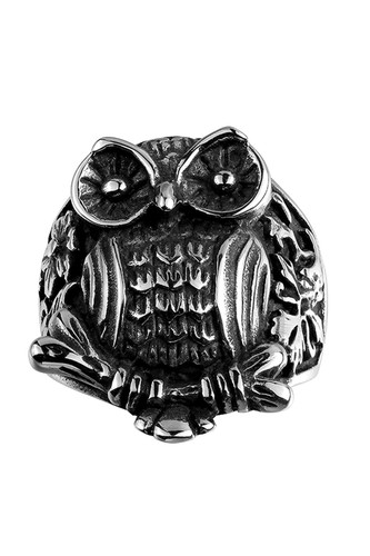 Gomaya Owl Stainless Steel Ring