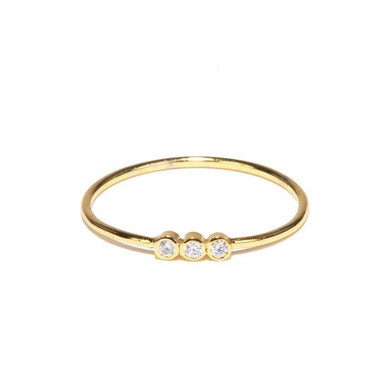 GOLD SIMPLE RING WITH 3 CLEAR CZ