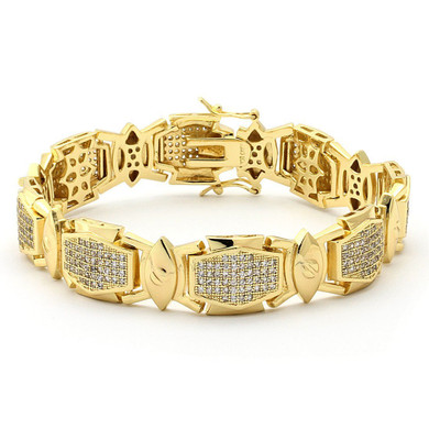 Gold Iced Out Hexagon Hip Hop Bracelet