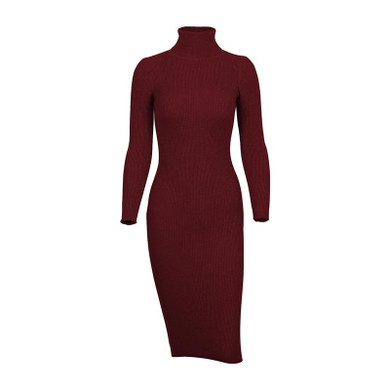 FATIKA 2017 Women Autumn Winter Sweater Knitted Dresses Slim Elastic Turtleneck Long Sleeve Sexy Lady Bodycon Robe Dresses