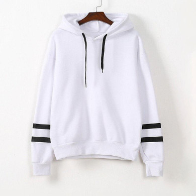 Fashion Womens Striped Long Sleeve Solid Hooded Hoodie Sweatshirt Jumper Hooded Warm Pullover Tops