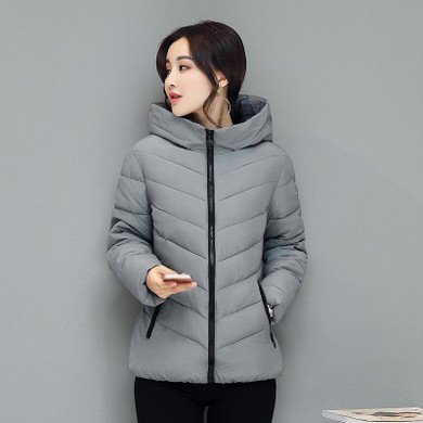 BINYUXD Winter Jacket Women Cotton Short Jacket Girls Padded Slim Hooded Warm Parkas Stand Collar Coat Female Autumn Outerwear