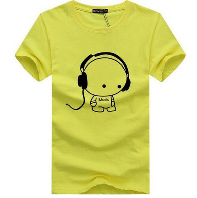 BINYUXD Top Quality T Shirts Fashion Headset Cartoon Printed Casual T Shirt Men Brand T-shirt Cotton Tee Shirt Plus Size 5XL