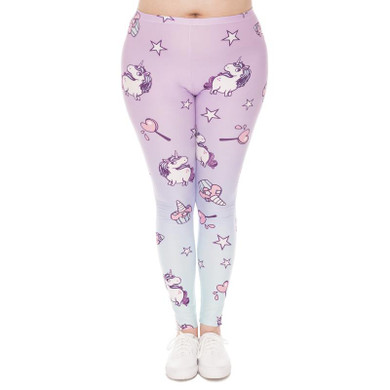 Big Yards Unicorn Printed Slimming Leggings Women Sporting Fitness Leggings High Waist Elastic Push Up Leggings Capri Plus Size