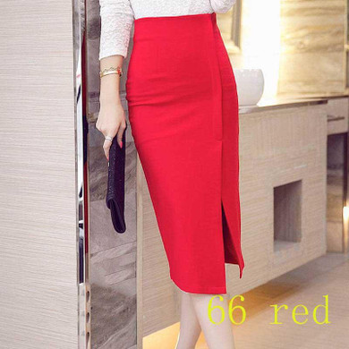 Hot Pencil Skirt Women Plus Size Bodycon Fashion High waist elastic Women Skirt Red Black Slit Women's Midi Skirts Jupe Femme