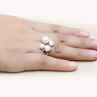 Wedding Real natural freshwater pearl rings for girls,funny 925 silver rings for women adjustable anniversary white best gifts