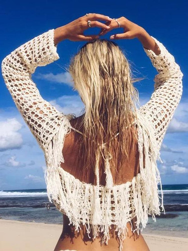 Weaving Hollow Tasseled Cover-Ups Swimwear