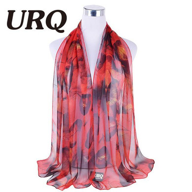 URQ Autumn and Spring scarf women fashion long leaves printed chiffon scarves ladies stoles warm shawls hijab for women Q5A16553