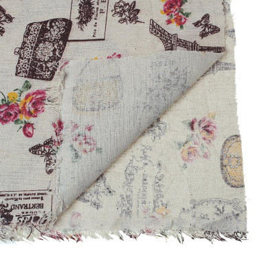 Urijk Butterfly Flower Linen Cotton Fabric DIY Crafts Patchwork Dress Sofa Curtain Sewing Accessories 98x48cm