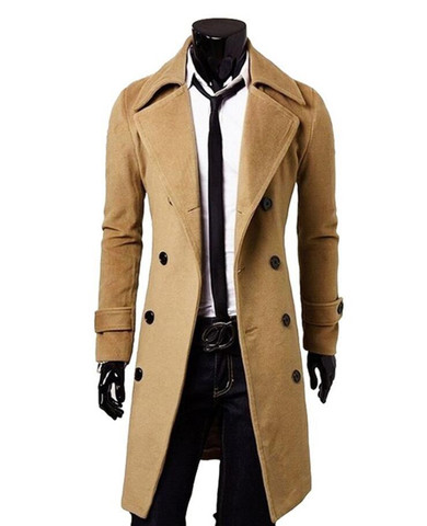 BAIYIMO 2016 Fashion New Long Trench Coat Men Double-breasted Windproof Sobretudo Masculino Slim Fit Mens Overcoat Plus Size