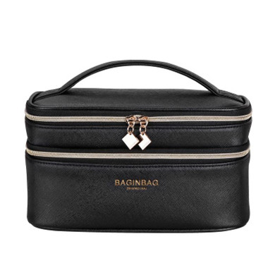 Baginbag Women Leather Cross PU Cosmetic fashion Cosmetic Bag Belt Pocket Makeup Bag Toiletry Bag Double Layer Cosmetic Bag A006