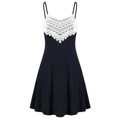 Fashion summer dress 2018 beach dress Womens Crochet Lace Backless Mini Slip Dress Camisole Sleeveless Dress vestidos J08#N