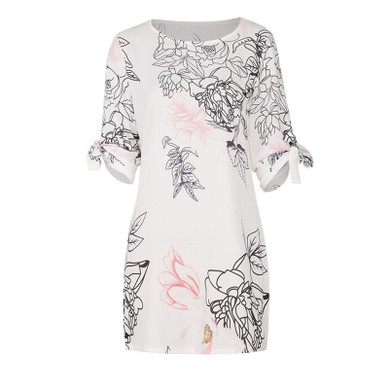 Fashion summer dress 2018 beach dress Women Summer Half Sleeve Bow Bandage Floral Striaght Casual Short Mini Dress robe J08#N