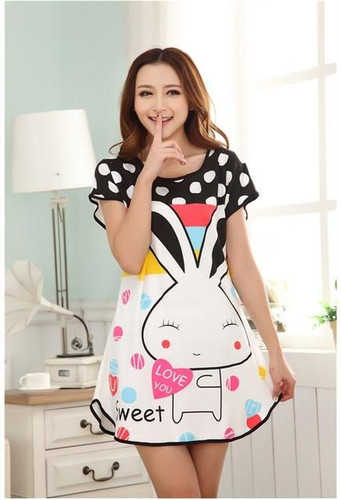 Hot sales! Girls Thin Long Sleepshirts Spring Summer Nightdress Cartoon Animal Sleep Dress Women Cotton Nightgown Sleepwear H067