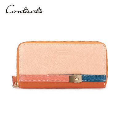 Hot Sale!!!Brand Design Genuine Leather Women Wallet Ladies Zip-around Leather Wallet Female Fashion Patchwork Clutch Wallets