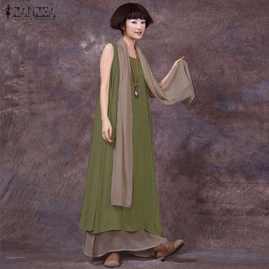 Hot Sale ZANZEA Women Dress 2016 Summer O Neck Sleeveless Dress Sexy Ladies Vintage Casual Loose Long Maxi Dresse Plus Size Hot Sale ZANZEA Women Dress 2016 Summer O Neck Sleeveless Dress Sexy Ladies Vintage Casual Loose Long Maxi Dresse Plus Size