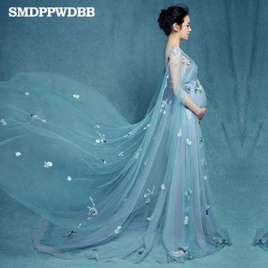 SMDPPWDBB Maternity Photography Props 2017 Royal Style lace Pregnancy Dress Pregnant maternity photo shoot long dress Nightdress