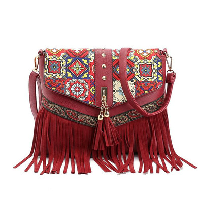Small Shoulder Bags For Women 2017 Tassels Women Messenger Bags Vintage Leather Zipper Printing Crossbody Bags For Women Fashion